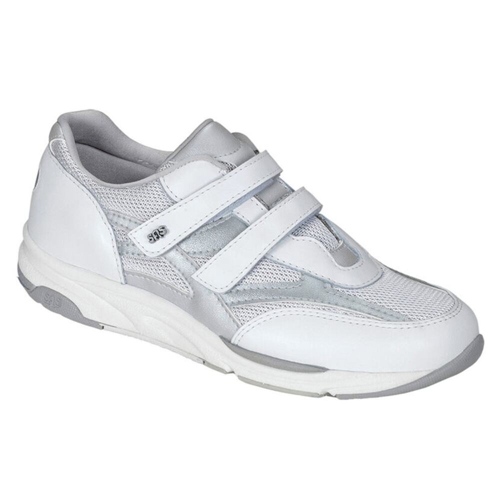 SAS Women's TMV Walking Shoes White Silver Leather Size 7.5 WW Lightly Worn